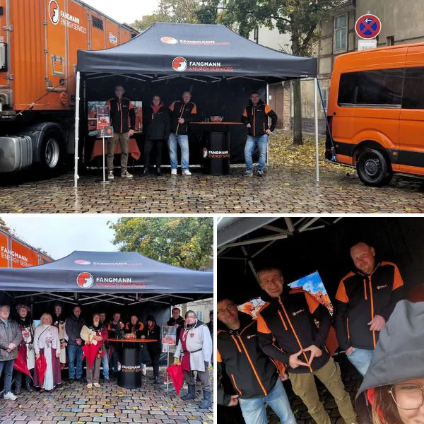 Mitarbeiter von Fangmann Energy Services stehen an unserem Stand auf dem Nysmarkt 2025 in Salzwedel